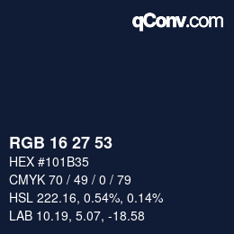 Farbcode: RGB 16 27 53 | qconv.com