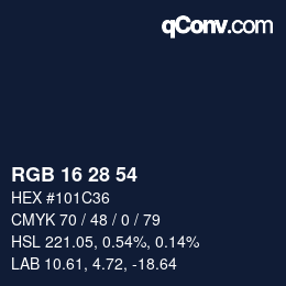 Color code: RGB 16 28 54 | qconv.com