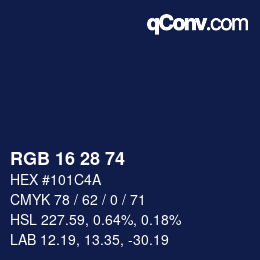 Color code: RGB 16 28 74 | qconv.com