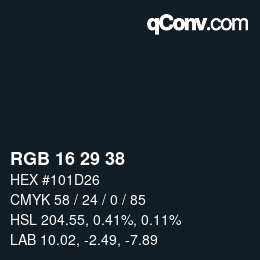 Color code: RGB 16 29 38 | qconv.com