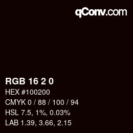 Color code: RGB 16 2 0 | qconv.com