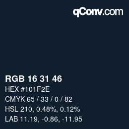 Farbcode: RGB 16 31 46 | qconv.com
