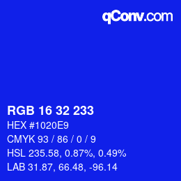 Color code: RGB 16 32 233 | qconv.com