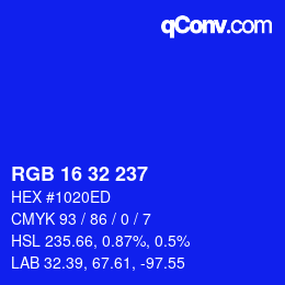 Color code: RGB 16 32 237 | qconv.com