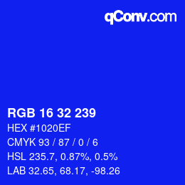 Color code: RGB 16 32 239 | qconv.com
