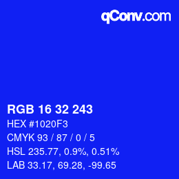 Color code: RGB 16 32 243 | qconv.com