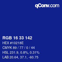 Color code: RGB 16 33 142 | qconv.com