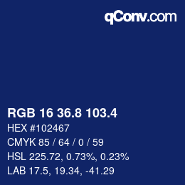 カラーコード: RGB 16 36.8 103.4 | qconv.com