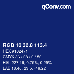カラーコード: RGB 16 36.8 113.4 | qconv.com