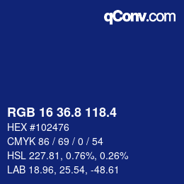 カラーコード: RGB 16 36.8 118.4 | qconv.com