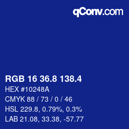 カラーコード: RGB 16 36.8 138.4 | qconv.com