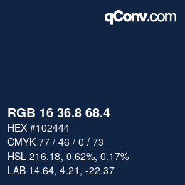 カラーコード: RGB 16 36.8 68.4 | qconv.com