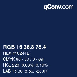カラーコード: RGB 16 36.8 78.4 | qconv.com