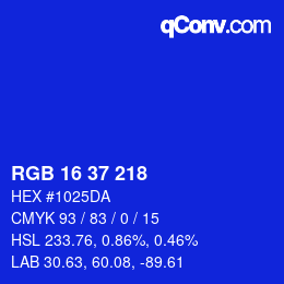 Color code: RGB 16 37 218 | qconv.com
