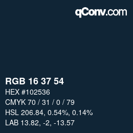 Color code: RGB 16 37 54 | qconv.com