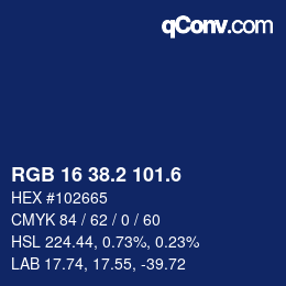 カラーコード: RGB 16 38.2 101.6 | qconv.com