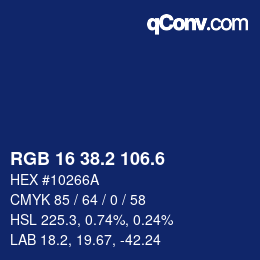 カラーコード: RGB 16 38.2 106.6 | qconv.com