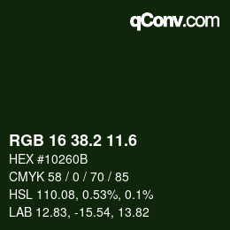 カラーコード: RGB 16 38.2 11.6 | qconv.com