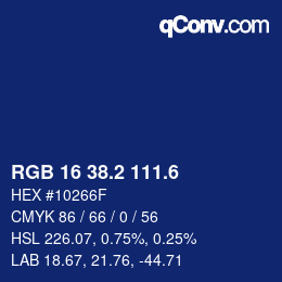 カラーコード: RGB 16 38.2 111.6 | qconv.com