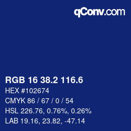 カラーコード: RGB 16 38.2 116.6 | qconv.com