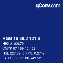 カラーコード: RGB 16 38.2 121.6 | qconv.com