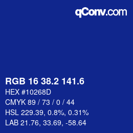 カラーコード: RGB 16 38.2 141.6 | qconv.com