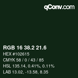 カラーコード: RGB 16 38.2 21.6 | qconv.com