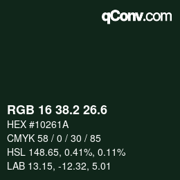 カラーコード: RGB 16 38.2 26.6 | qconv.com