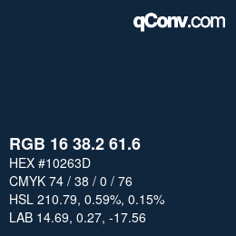 カラーコード: RGB 16 38.2 61.6 | qconv.com