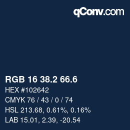 カラーコード: RGB 16 38.2 66.6 | qconv.com