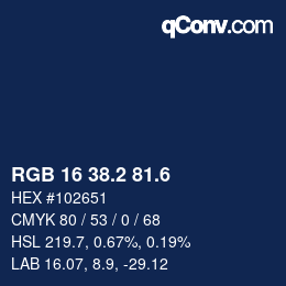 カラーコード: RGB 16 38.2 81.6 | qconv.com