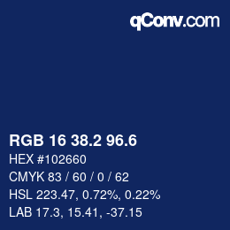 カラーコード: RGB 16 38.2 96.6 | qconv.com
