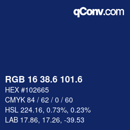 カラーコード: RGB 16 38.6 101.6 | qconv.com
