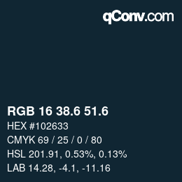 カラーコード: RGB 16 38.6 51.6 | qconv.com