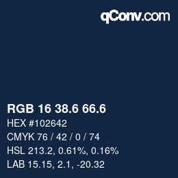 カラーコード: RGB 16 38.6 66.6 | qconv.com
