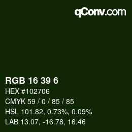 Color code: RGB 16 39 6 | qconv.com