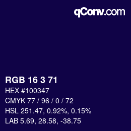 Color code: RGB 16 3 71 | qconv.com