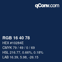 Color code: RGB 16 40 78 | qconv.com