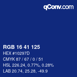Color code: RGB 16 41 125 | qconv.com