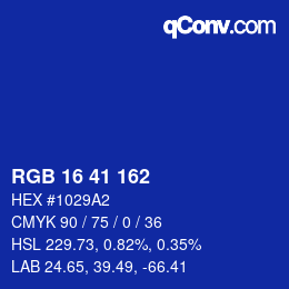 Color code: RGB 16 41 162 | qconv.com