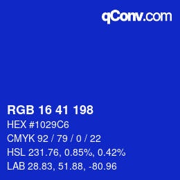 Color code: RGB 16 41 198 | qconv.com