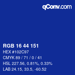 Código de color: RGB 16 44 151 | qconv.com