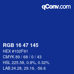 Color code: RGB 16 47 145 | qconv.com