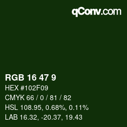 Color code: RGB 16 47 9 | qconv.com