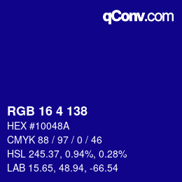 Color code: RGB 16 4 138 | qconv.com