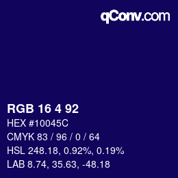 Color code: RGB 16 4 92 | qconv.com