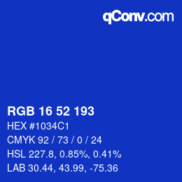 Color code: RGB 16 52 193 | qconv.com