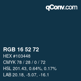 Color code: RGB 16 52 72 | qconv.com