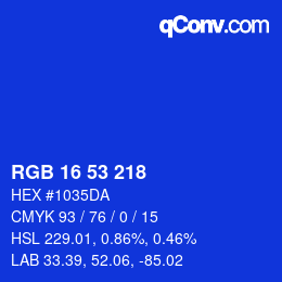 颜色代码: RGB 16 53 218 | qconv.com
