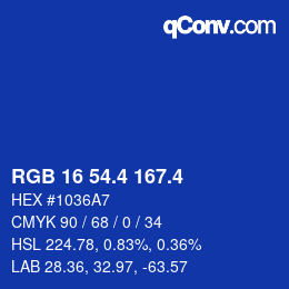 カラーコード: RGB 16 54.4 167.4 | qconv.com